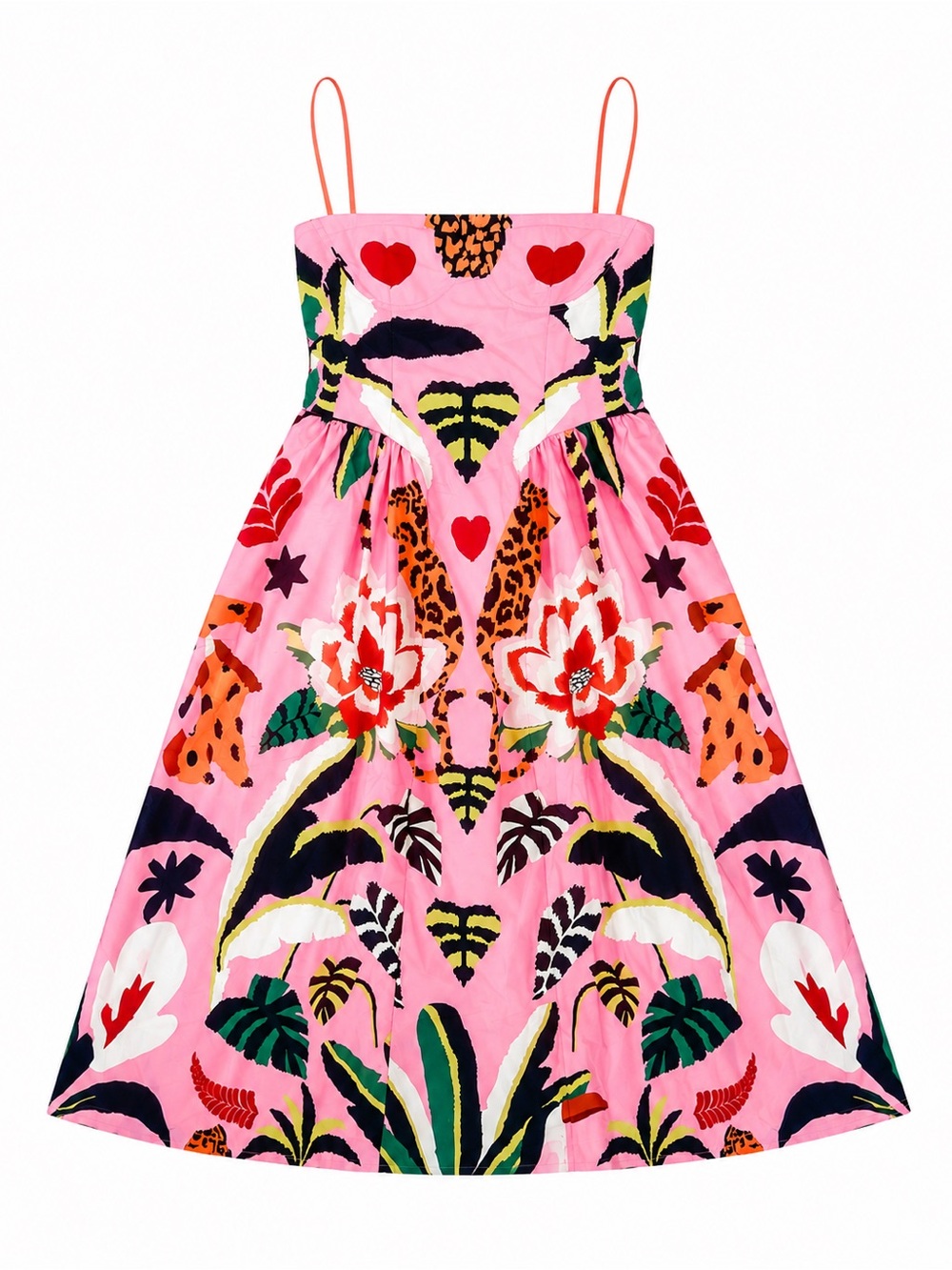 Nice To Meet You Viral TikTok Pink Tropical Animal Print Midi Dress Size Large